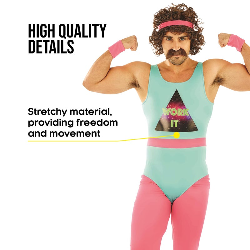 fun shack 80s Exercise Costumes For Men, 80s Workout Costumes, Retro Fitness Outfits For Men, Retro Gym Attire, X-Large - Image 3